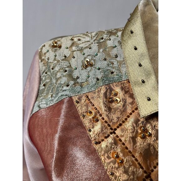 Seventh Avenue Womens Jacket Coat Multicolor Gold Patchwork Buttons Beaded M New - Picture 3 of 12